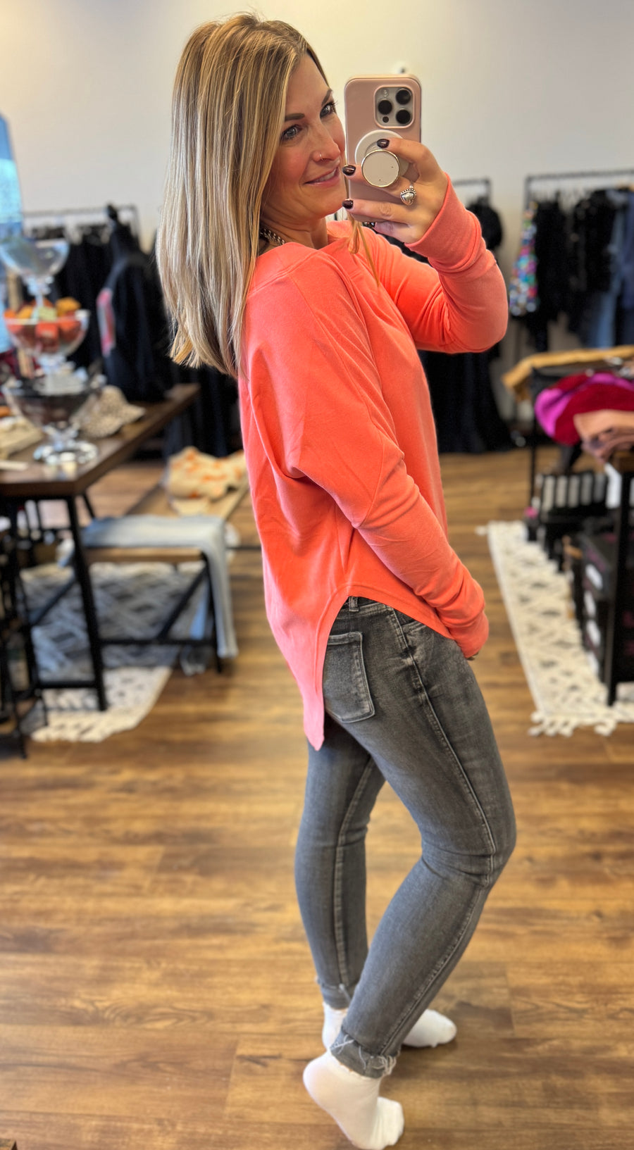 Zoey Athleisure Top - Coral