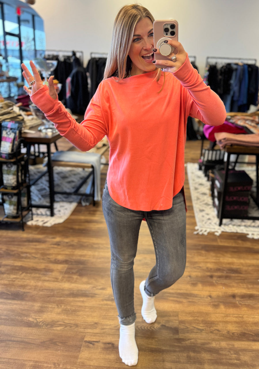 Zoey Athleisure Top - Coral