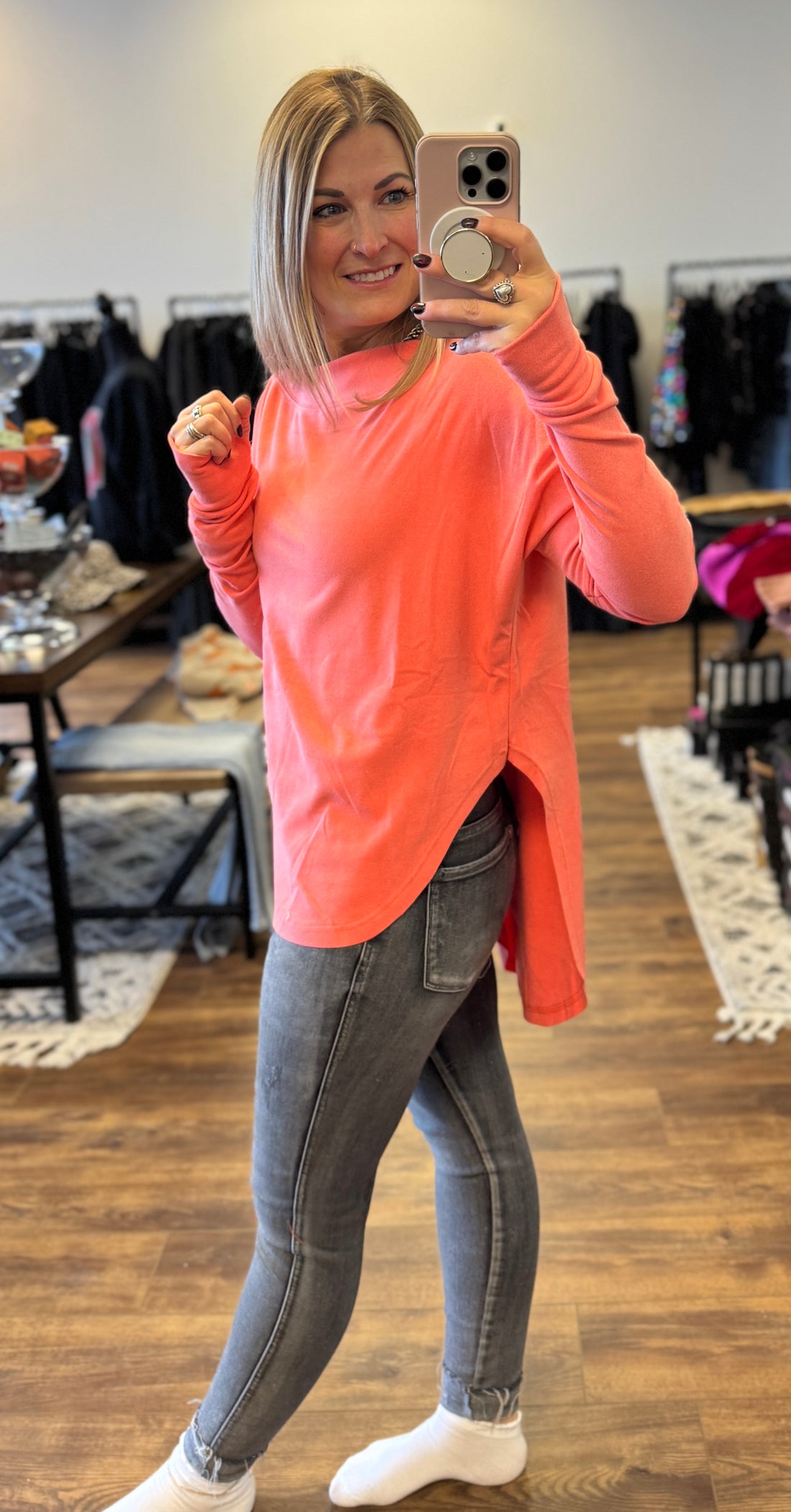 Zoey Athleisure Top - Coral