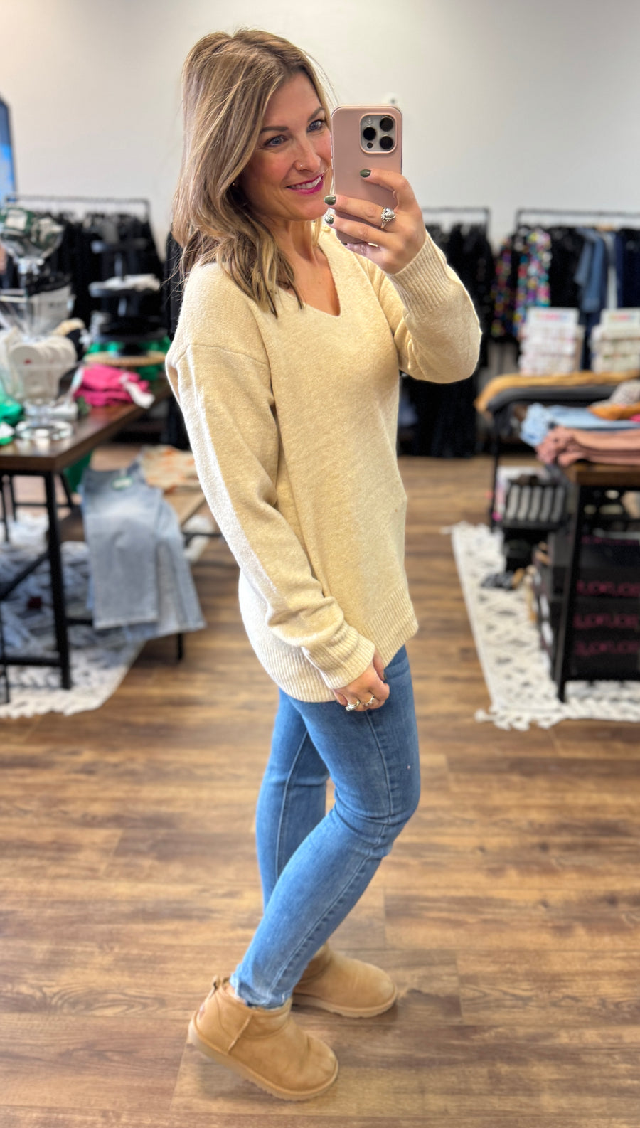 Classic V-Neck Sweater - Oatmeal