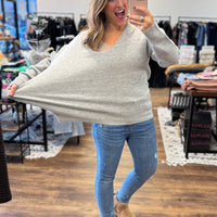 Classic V-Neck Sweater - Heather Gray