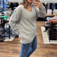 Classic V-Neck Sweater - Heather Gray