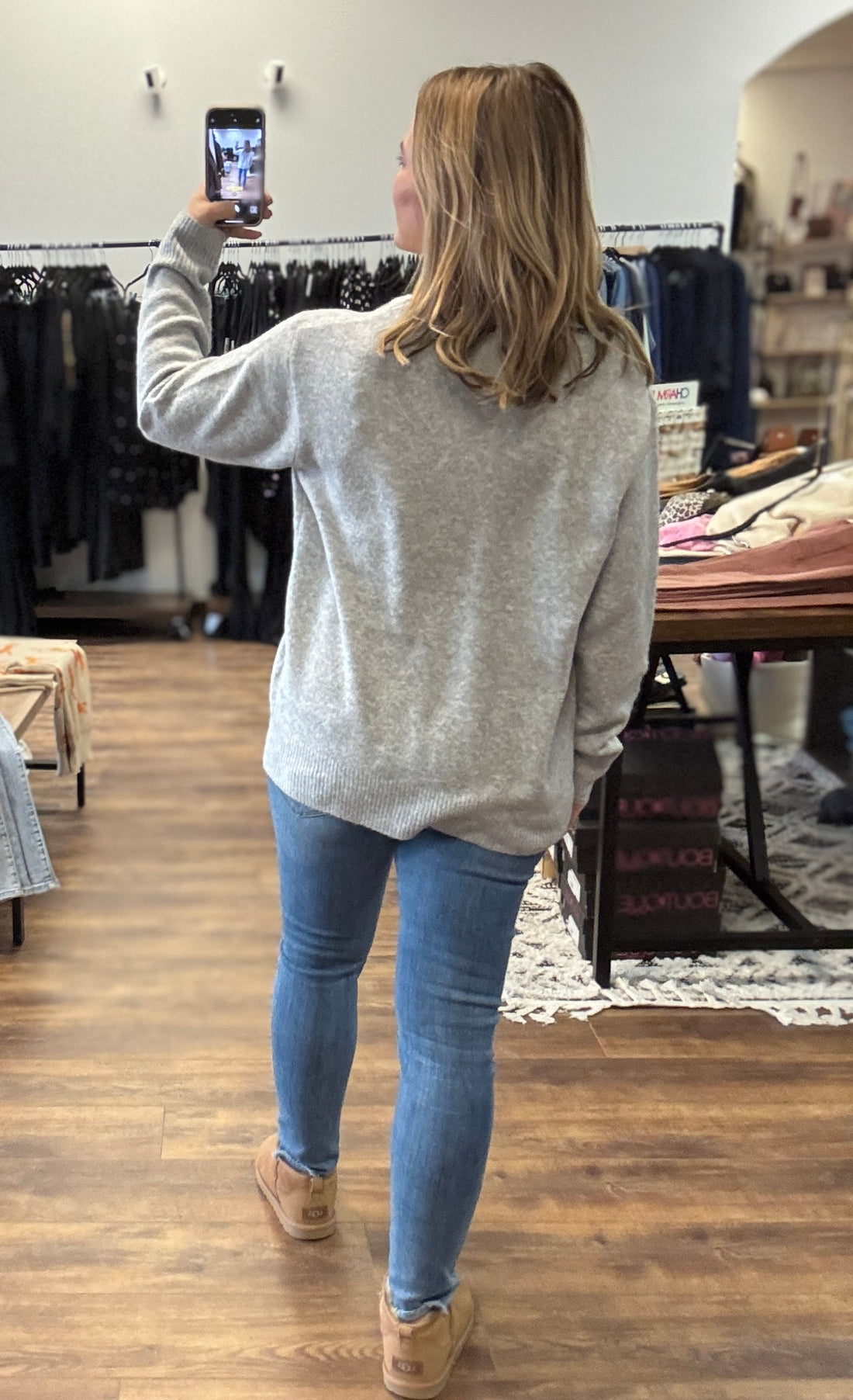 Classic V-Neck Sweater - Heather Gray