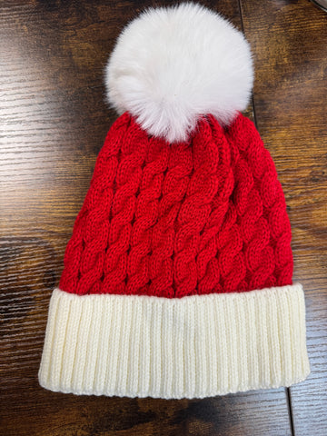 Candy Cane Pom Beanie