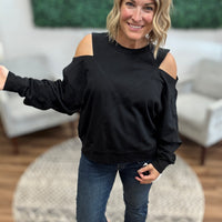 Off-Duty Cold Shoulder Sweatshirt - Black