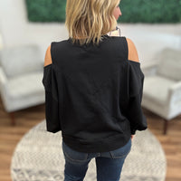 Off-Duty Cold Shoulder Sweatshirt - Black