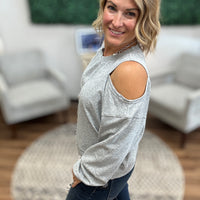Off-Duty Cold Shoulder Sweatshirt - Heather Grey