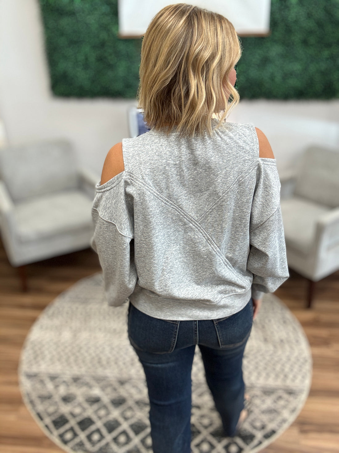Off-Duty Cold Shoulder Sweatshirt - Heather Grey