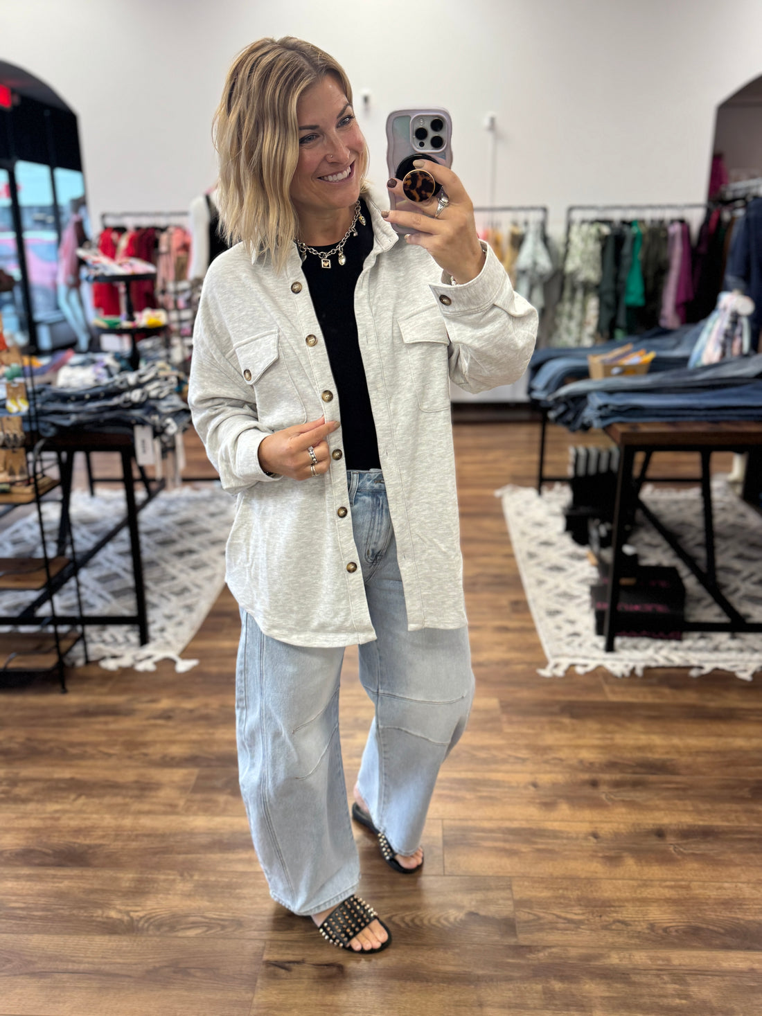 Micro-Fleece Button Front Shacket