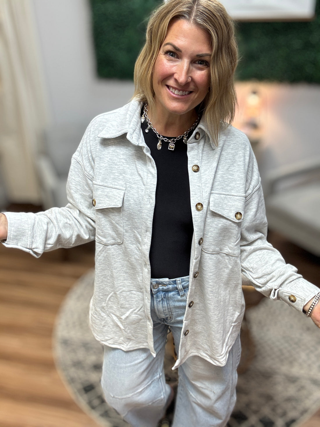 Micro-Fleece Button Front Shacket