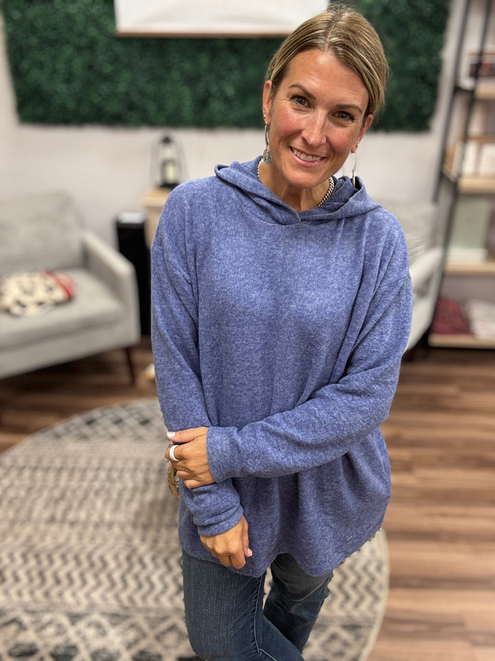 Brushed Melange Tunic Hoodie - Marlin