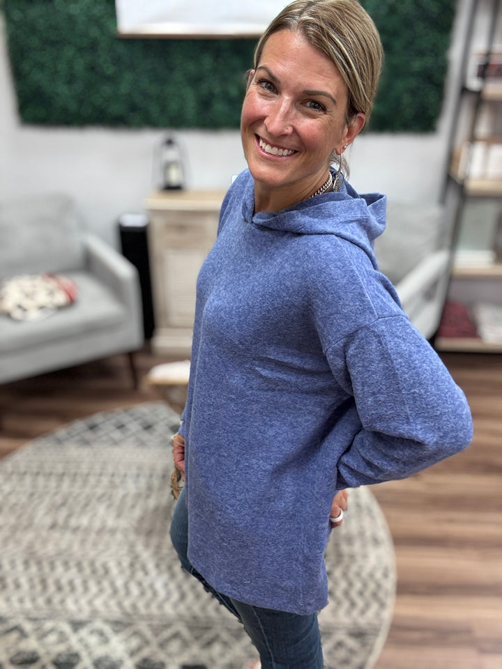 Brushed Melange Tunic Hoodie - Marlin
