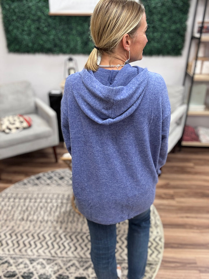 Brushed Melange Tunic Hoodie - Marlin