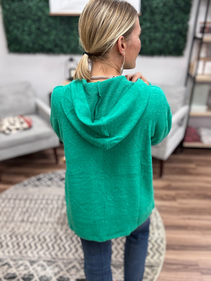 Brushed Melange Tunic Hoodie - Kelly Green
