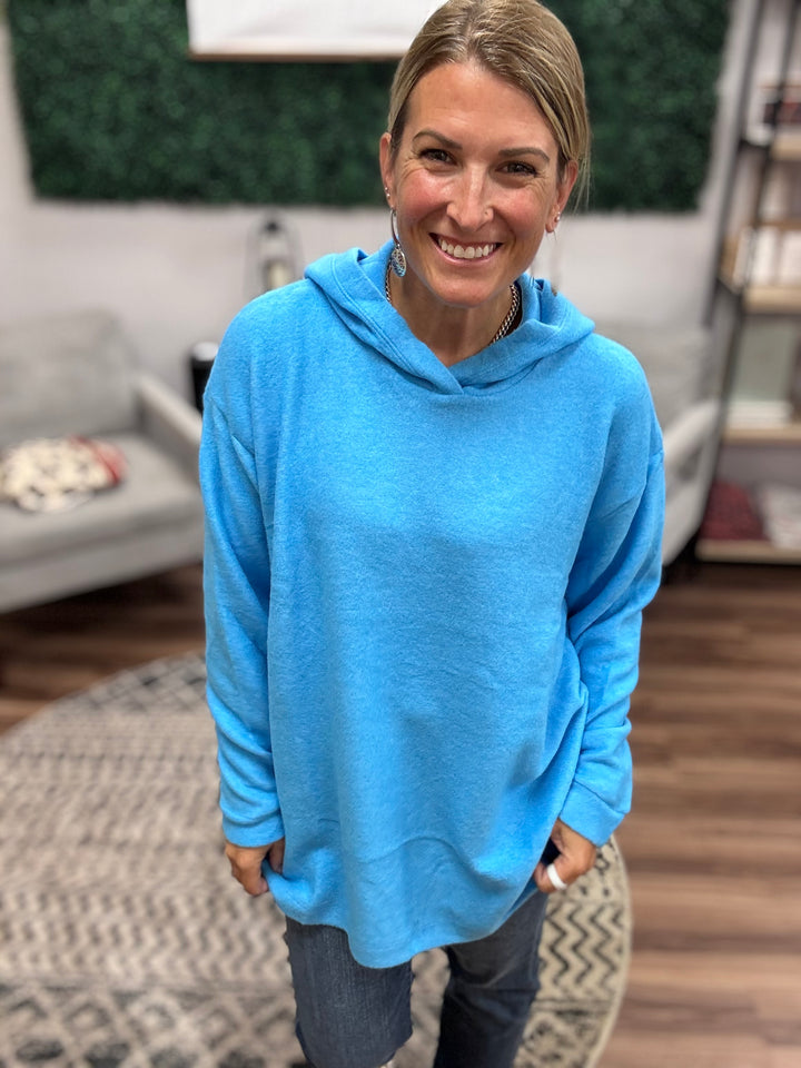 Brushed Melange Tunic Hoodie -  Deep Sky