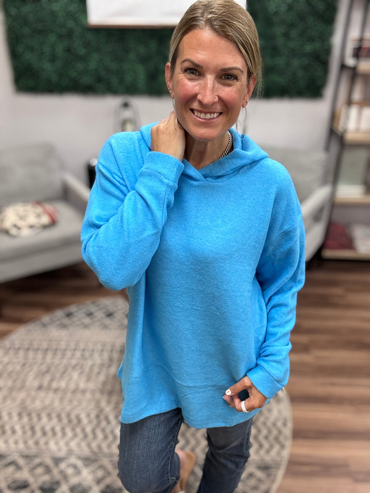 Brushed Melange Tunic Hoodie -  Deep Sky