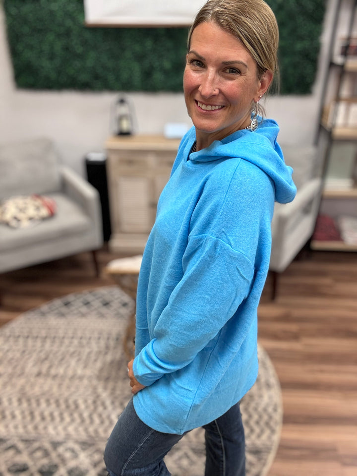 Brushed Melange Tunic Hoodie -  Deep Sky