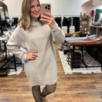 Mock Neck Knit Sweater Mini Dress