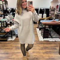 Mock Neck Knit Sweater Mini Dress