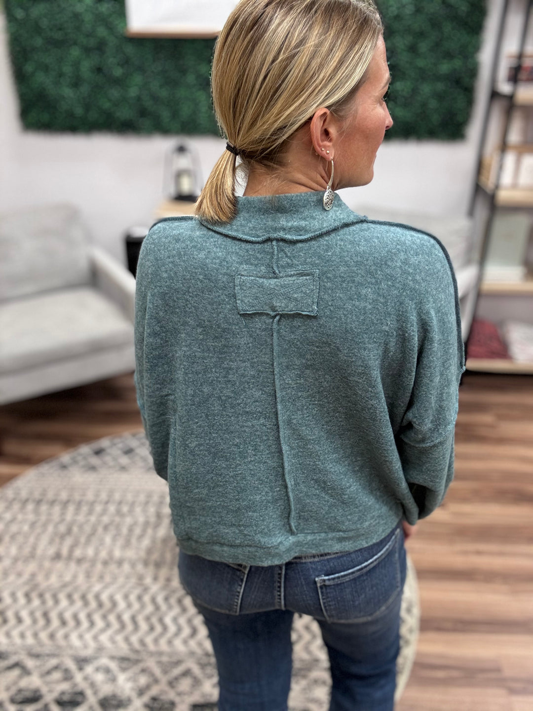 Brushed Melange Mock Neck - Ash Jade