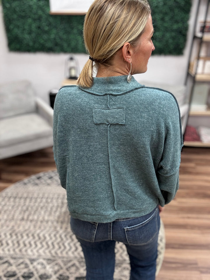 Brushed Melange Mock Neck - Ash Jade