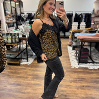 Lace Trim Leopard Print Cami Top