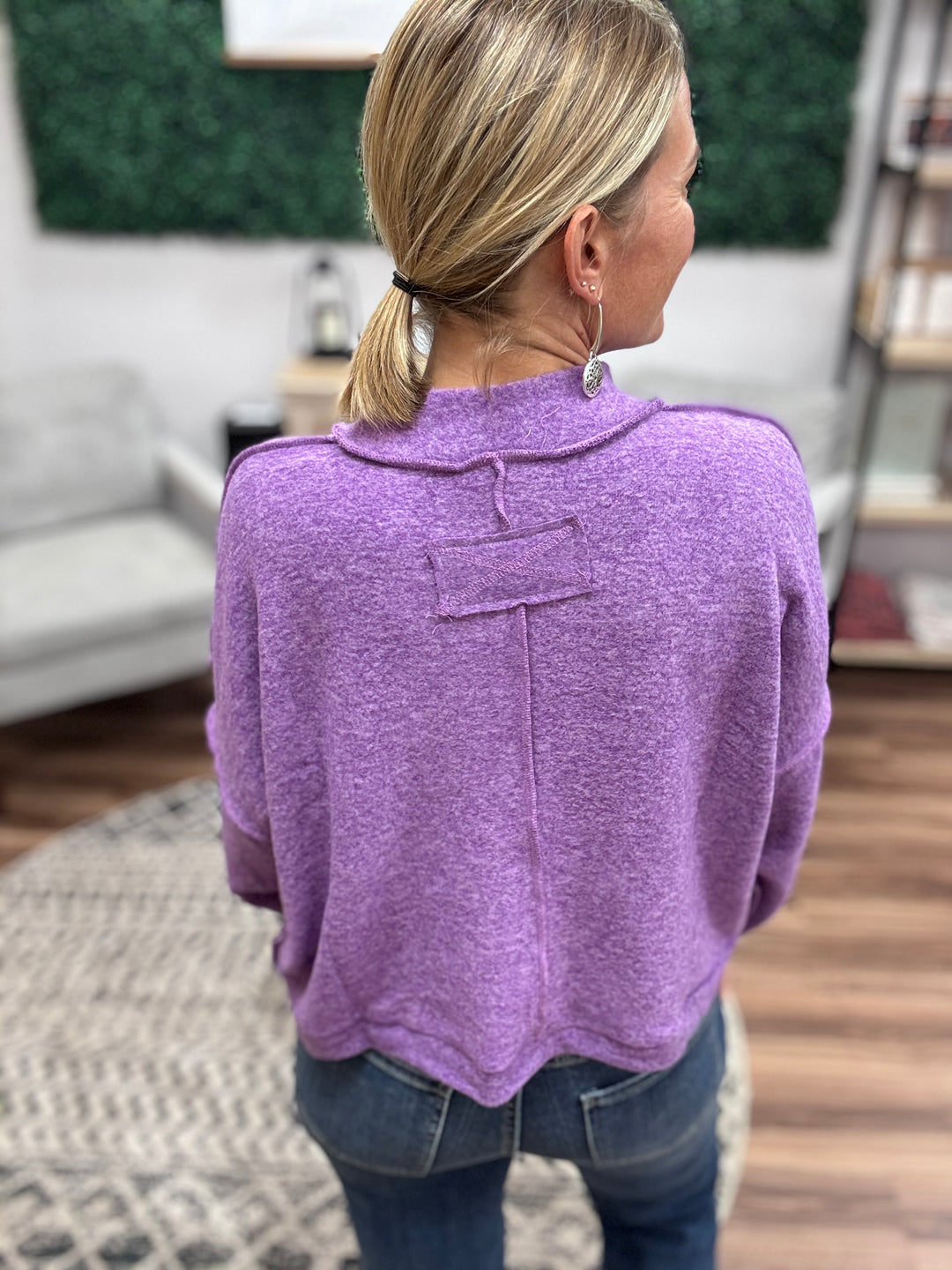 Brushed Melange Mock Neck - Violet