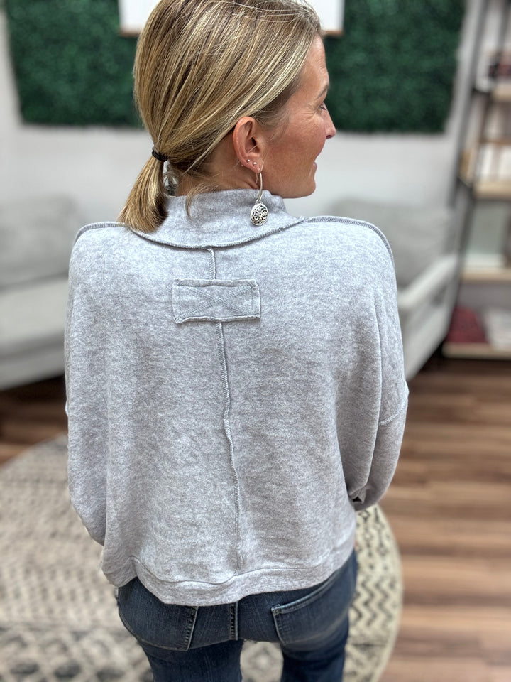 Brushed Melange Mock Neck - Heather Grey