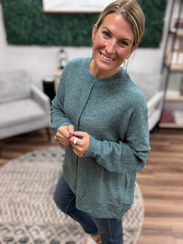 Brushed Melange Oversized Sweater - Ash Jade