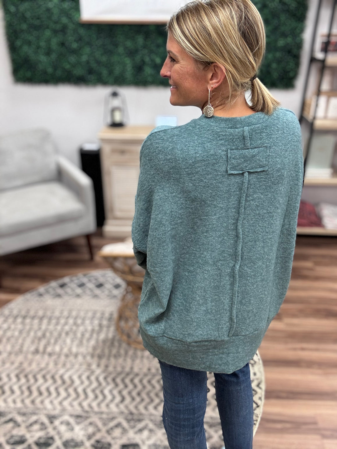 Brushed Melange Oversized Sweater - Ash Jade