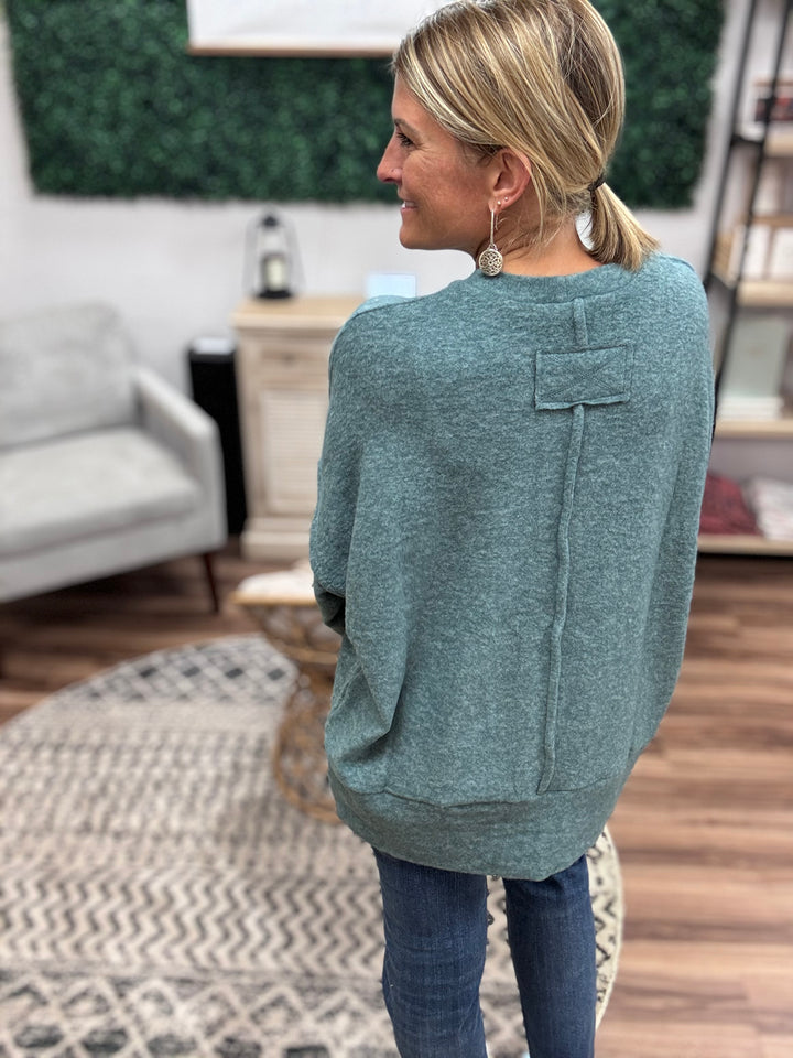 Brushed Melange Oversized Sweater - Ash Jade