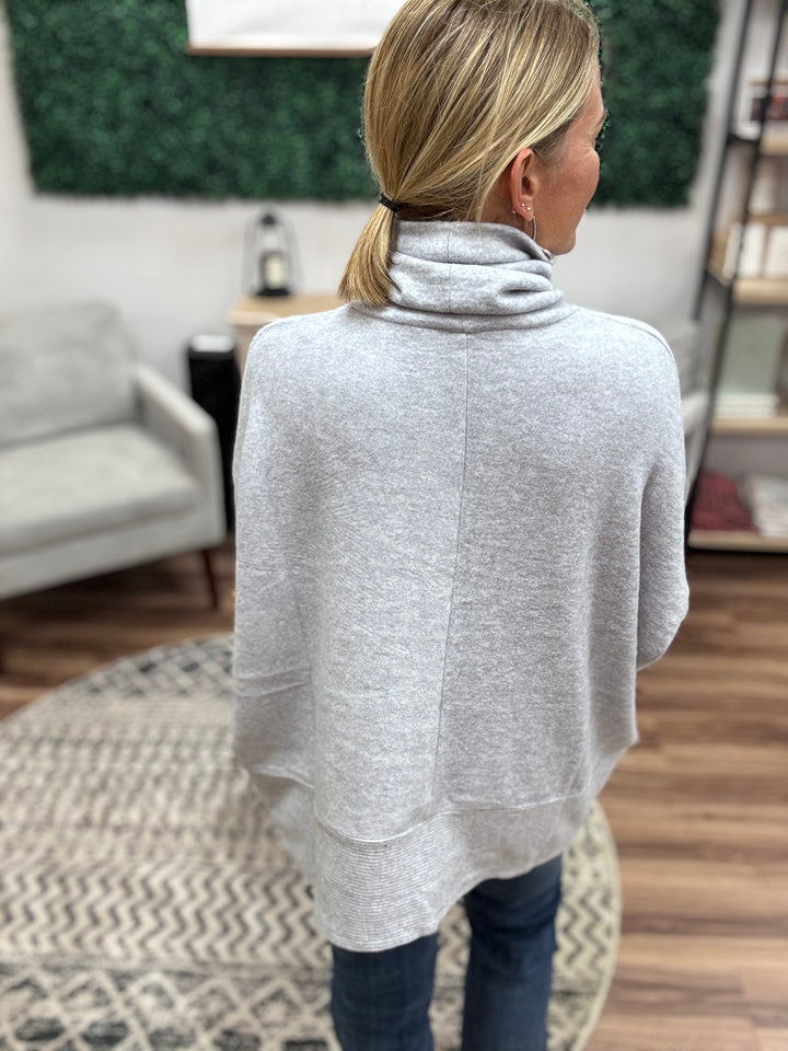 Brushed Melange Turtleneck Sweater - Heather Grey