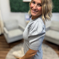 Chelsea - Viscose Puff Sleeve Sweater - Heather Grey