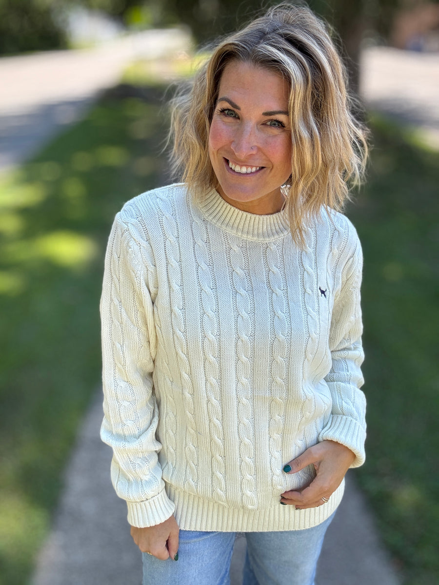 Emma Cable Knit Sweater - Ivory