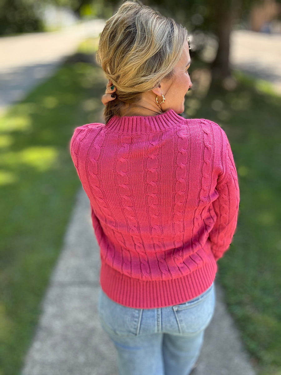 Emma Cable Knit Sweater - Salmon