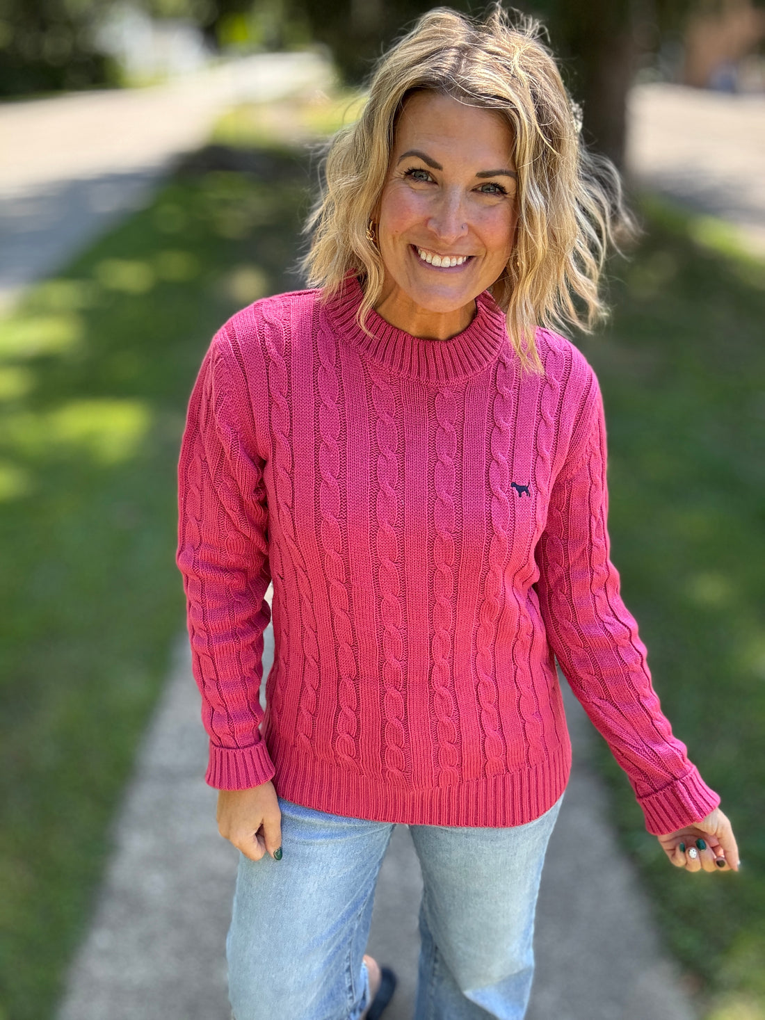 Emma Cable Knit Sweater - Salmon