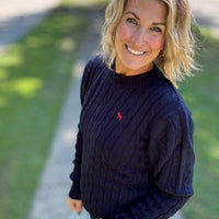 Emma Cable Knit Sweater - Navy