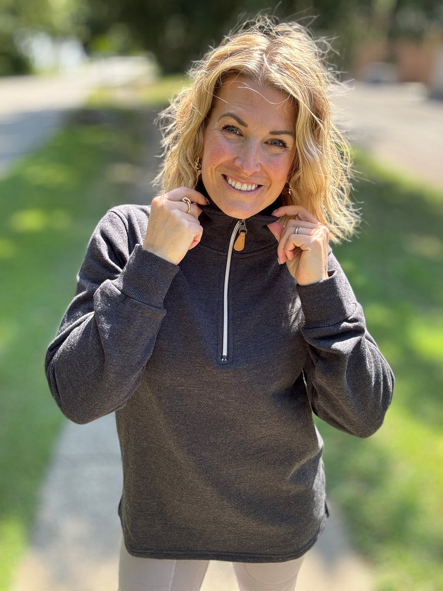 Miley - Vintage Quarter Zip Pullover - Black