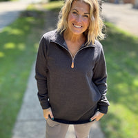 Miley - Vintage Quarter Zip Pullover - Black