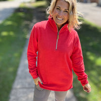 Miley - Vintage Quarter Zip Pullover - Red