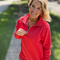 Miley - Vintage Quarter Zip Pullover - Red