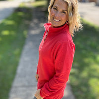 Miley - Vintage Quarter Zip Pullover - Red