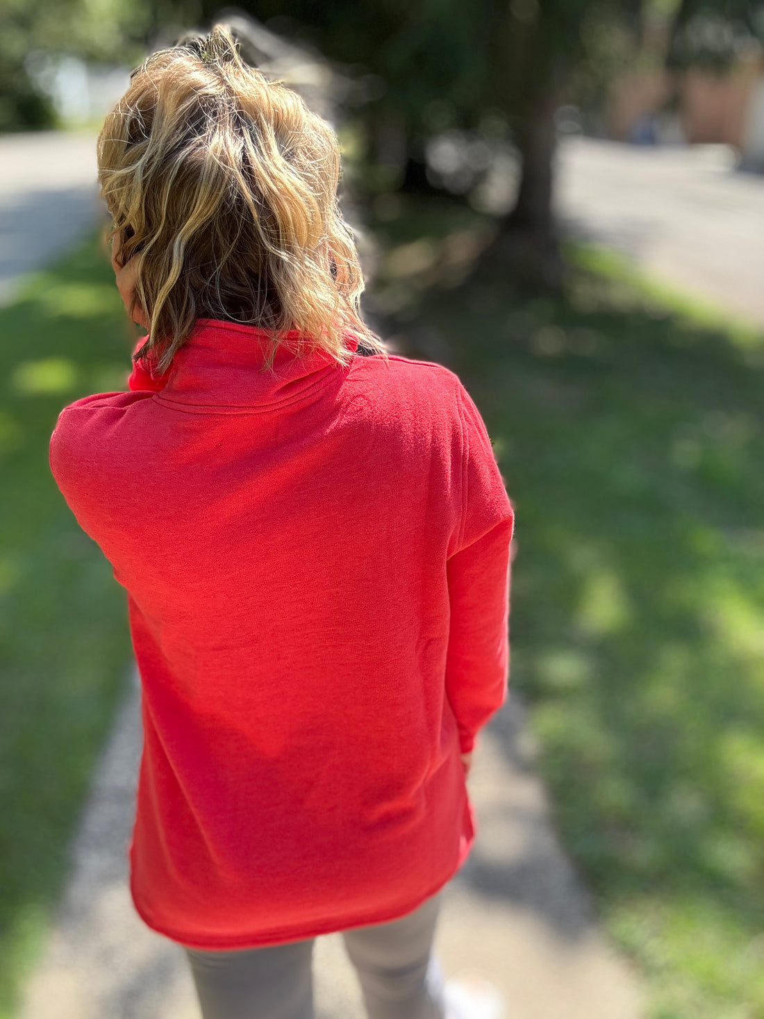 Miley - Vintage Quarter Zip Pullover - Red