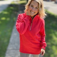 Miley - Vintage Quarter Zip Pullover - Red