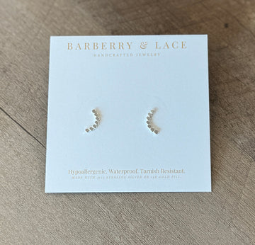Dotted Arc Stud Earrings | Sterling Silver | Waterproof