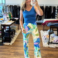Printed Wide Leg Pants with Side Slits