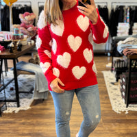 Simply Southern Fuzzy Hearts Sweater