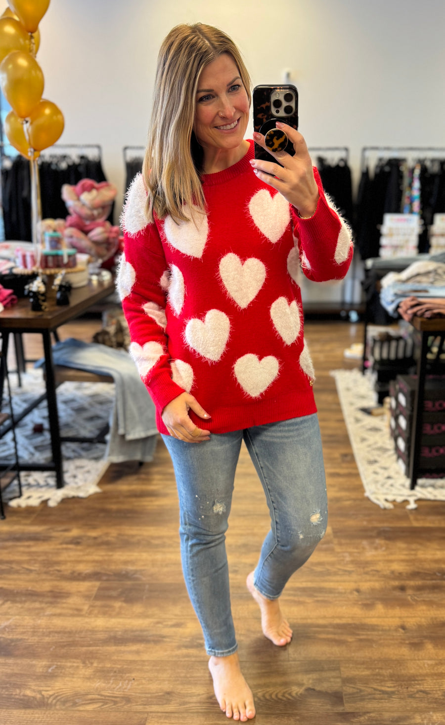 Simply Southern Fuzzy Hearts Sweater