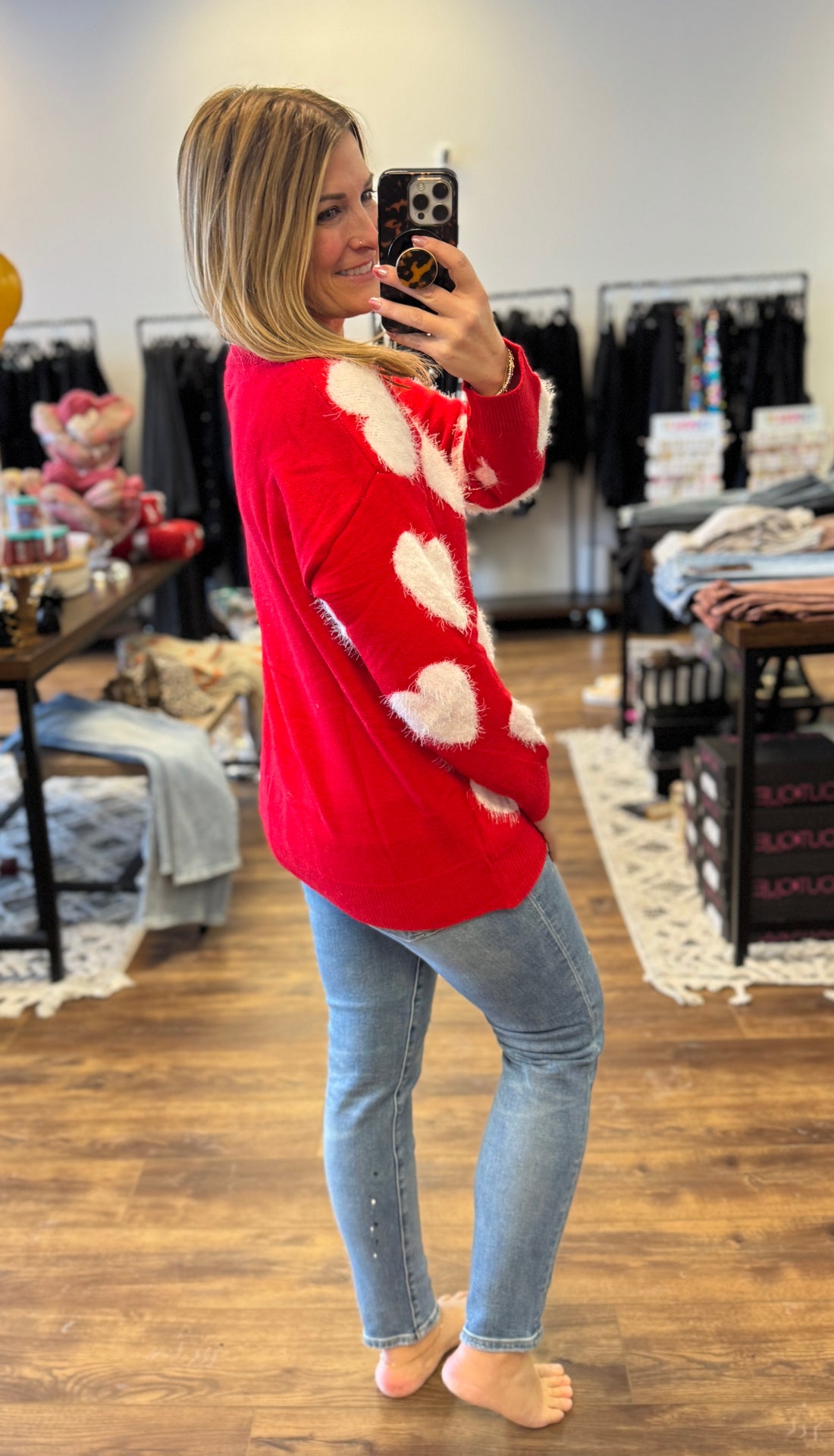 Simply Southern Fuzzy Hearts Sweater