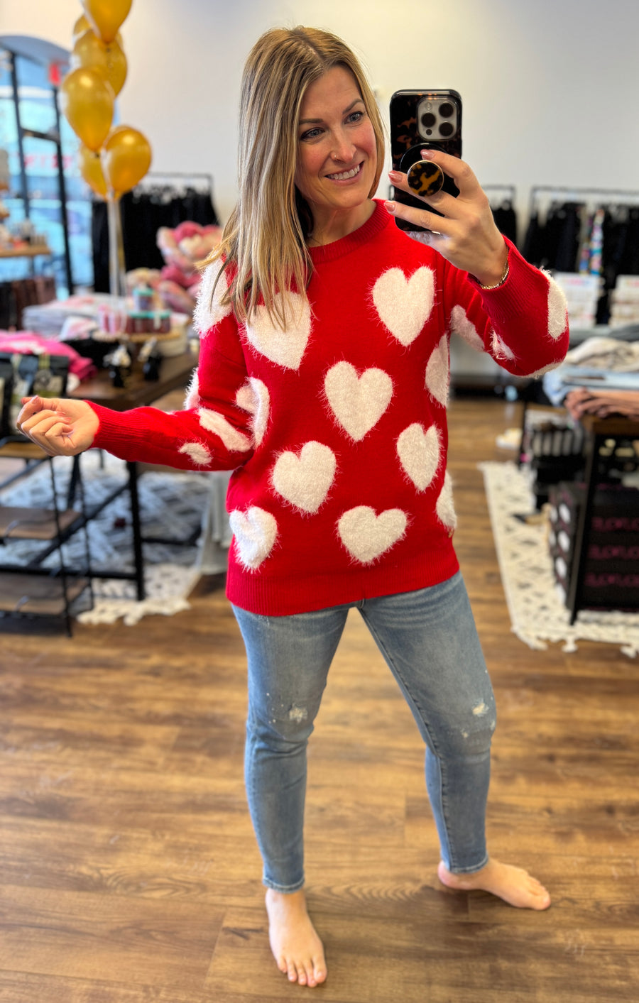 Simply Southern Fuzzy Hearts Sweater